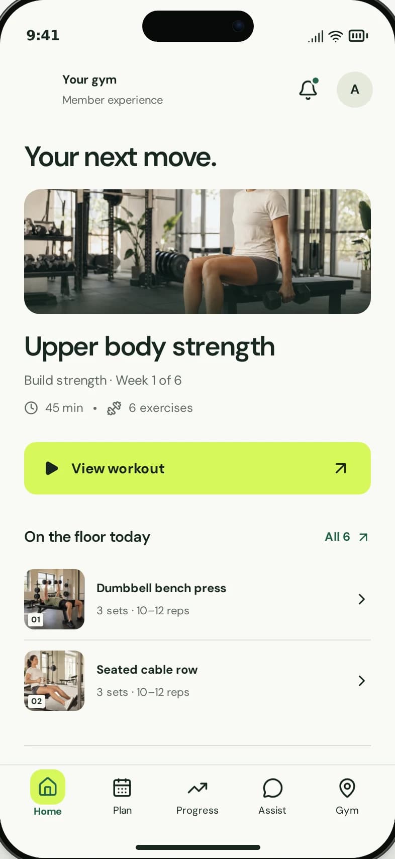 Refreshed member app with a personalised workout at the member’s gym